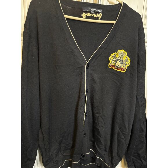 Money Men's Crest Logo V-Neck Button Front Cardigan Sweater Black Size XXL - Picture 7 of 12